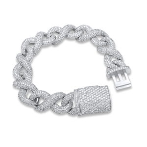 Full White <b>Silver</b> Diamond Cuban <b>Bracelet</b> 10mm 9inch Hip Hop Wedding Iced Out Luxury Gold Plated for Certified Unisex - Product Image 1