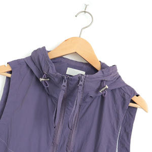 Purple Women's Hooded Softshell Waistcoat <b>Zip</b>-<b>Up</b> Windproof Waterproof Outerwear with Pockets Front Logo Running Hiking Golf - Product Image 3