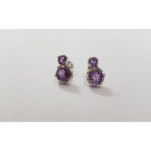 Women's Classic and Trendy Amethyst White Gold <b>Stud</b> <b>Earrings</b> for Wedding and Engagement Occasions - Product Image 3