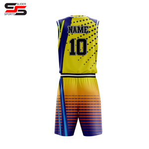 Maillot de basket-ball en polyester 100% de haute qualité en gros, imprimé par transfert thermique personnalisé, respirant, antibactérien, réversible - Product Image 3