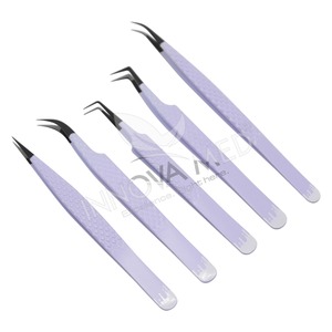 Pinzas de extensión de pestañas profesionales recubiertas de color pinzas tipo L de 90 grados pinzas de extensión de pestañas de 45 grados con logotipo personalizado - Product Image 1