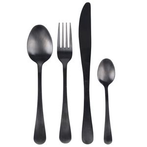 Set di posate da 24 pezzi in acciaio inossidabile nero satinato resistente, stile minimalista, 5th Avenue Sibilla - Product Image 1