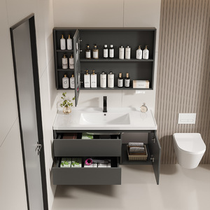 Modern Simple <b>Waterproof</b> Thickened Honeycomb Aluminum Alloy Durable Round Countertop Sink Bathroom Cabinet Set Ceramic Washbasin - Product Image 3