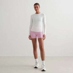 Camiseta de gimnasio de manga larga para mujer, camiseta de entrenamiento transpirable de tela elástica de secado rápido, ropa deportiva de entrenamiento OEM personalizada - Product Image 3