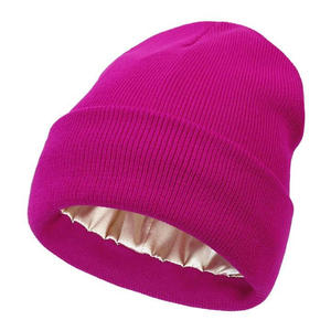 Wholesale Blank Men Woman Gorros Caps Warm Knitted <b>Thermal</b> Silk Satin Lined Acrylic Winter <b>Hats</b> Custom Beanie - Product Image 2