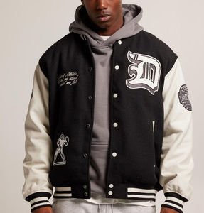 Veste universitaire 100% laine pour hommes de haute qualité nouvelle broderie personnalisée en cuir PU haute qualité OEM bouton surdimensionné Bomber veste - Product Image 2