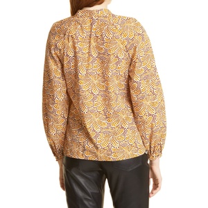 Camicetta in Chiffon con Stampa Floreale Bohémien di Rebecca Taylor, Design Astratto Fleur Marig, Colletto con Fiocco, Taglia 12 - Per Primavera/Estate - Product Image 2