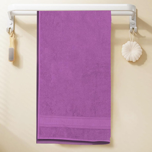 Dyed Terry <b>Bath</b> <b>Towels</b> With Custom Embroidery 500GSM Purple Color 80X200 100% Cotton Durable <b>Bath</b> Sheet <b>Towel</b> - Product Image 3
