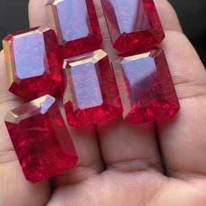 Bata de laboratorio, piedra preciosa de Rubí, forma de corte esmeralda, piedra de Rubí, rubí de alta calidad para fabricación de joyas, colgante, piedra preciosa de Rubí, piedra curativa - Product Image 1