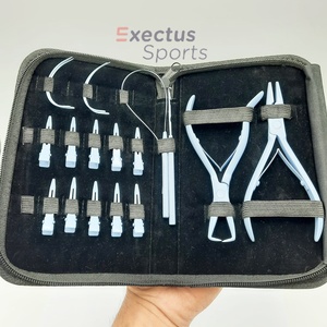 Kit de herramientas de pinzas para extensiones de cabello de acero inoxidable azul cielo de alta calidad con clips, aguja, tijeras y cinta adhesiva. - Product Image 3