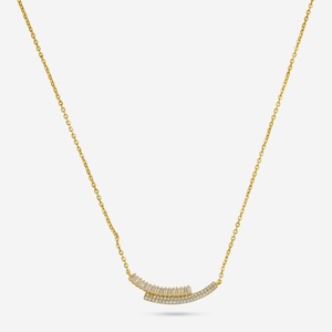 Collier pendentif géométrique plaqué or 18 carats avec diamants et perles - Style religieux - Product Image 1