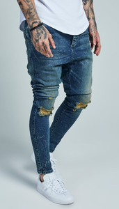 Pantalones vaqueros de calidad superior elásticos delgados OEM para hombre pantalones ajustados pantalones largos de tendencia personalizada al por mayor pantalones vaqueros rasgados para hombre - Product Image 2