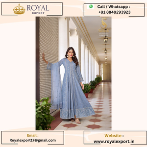 Última Colección de Trajes de Fiesta de Diseño en Georgette Sintética Pesada, Fabricación en Surat, Gujarat - Product Image 6