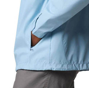 Men's <b>Light</b> Blue Hooded <b>Waterproof</b> Windbreaker <b>Jacket</b> Regular Fit Zipper Closure Casual Spring Outerwear - Product Image 6