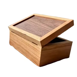 Crescent Crafts, lujosa caja de almacenamiento de madera, recuerdo rectangular de madera maciza para Anillos y joyas, patrón cuadrado, embalaje de cartón - Product Image 4