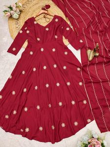 À la mode traditionnel Pishwas Anarkali Salwar Kameez robe costume pour femmes-Bollywood ethnique robe de soirée porter japon Satin soie tissu - Product Image 6