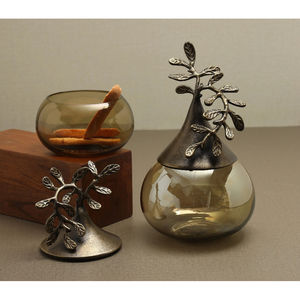 Frasco Decorativo de Vidrio para Mesa con Tapa de Hoja Metálica, Almacenamiento de Aromas para el Hogar, Regalo de Boda, Adorno Artesanal de Moda, Recipiente de Vidrio para Alimentos - Product Image 3