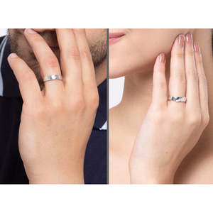 NOVAMART Fine Premium 925 Pure Sterling Silver Men's <b>Ring</b> Rhodium Plated with Diamond and Zircon Inlay Perfect Gift for <b>Couples</b> - Product Image 4
