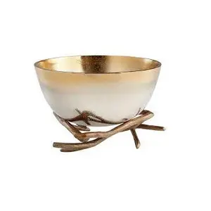 Decorative Home Wedding Party Antique Gold Finished Stylish Serving Bowl Nuts and Fruits Bowl Supplier by India