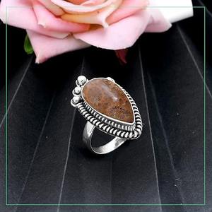 แหวนหินปะการังแจสเพอร์เครื่องประดับชั้นดีทำด้วยมือ925เป็นแหวนเงินแท้เครื่องประดับพร้อมแสตมป์925 - Product Image 3