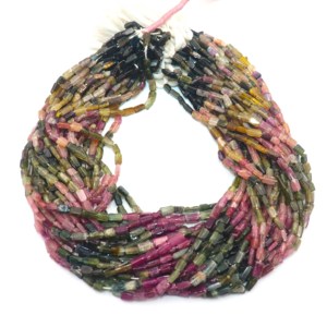 Cuentas rectangulares lisas de turmalina múltiple Natural de la mejor calidad, cuentas de turmalina de 4x5-4x8mm y 16 pulgadas para artesanías de joyería de moda - Product Image 1