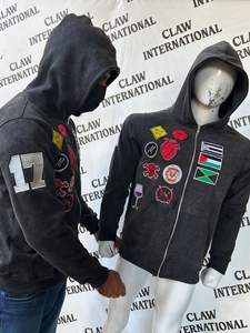 Top Quality 100%Cotton French Terry <b>Vintage</b> Acid Washed Custom Embroidery Patch Men <b>Sweatshirt</b> 500 GSM men's hoodies - Product Image 4