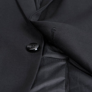 Trajes Formales de Negocios para Hombre al por Mayor de Fábrica, de Alta Calidad, en Tela de Lana Peinada Negra, con Cierre de Botones de Una o Dos Filas - Product Image 1