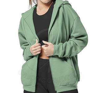 Sudadera con capucha de invierno de color personalizado para mujer Estilo de calle con bolsillo con cremallera 100% Fibra de Bambú - Product Image 4