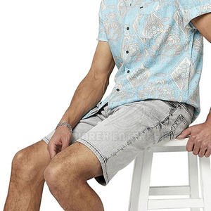 Men's High Quality 100% Cotton Quick-Dry <b>Jeans</b> Shorts Solid Pattern Training Wear Mid Waist Casual Use Customized Logo <b>Button</b> - Product Image 6