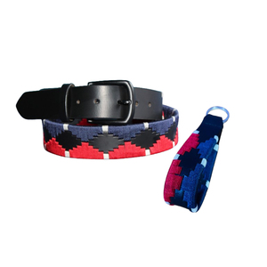 Ensemble ceinture et porte-clés polo AndesCraft, motif argentin traditionnel, design exclusif de Divine International - Product Image 1