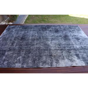พรมวินเทจขนาดใหญ่ 6.3x9.5 ฟุต พรมตุรกี สีเทาดำลายดอกไม้ ทำจากขนสัตว์ - Product Image 3