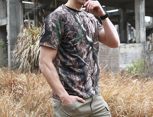 T-shirt respirant en tissu piqué pour hommes, col rond, camouflage tactique, séchage rapide, randonnée, chasse, entraînement - Product Image 6