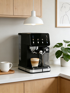 Machine à café expresso automatique programmable à une touche, 20 bars de pression, 1350W, pour usage en restaurant, machine à cappuccino et latte, écran LCD - Product Image 1