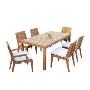 Meubles de maison Ensemble table et chaises en bois de teck Ensemble de table à manger d'extérieur pour le dîner et le jardin en bois à vendre - Product Image 1