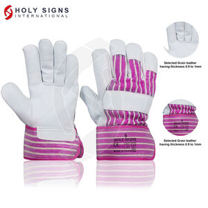 Tela transpirable azul de alta calidad con puños Guantes de trabajo de cuero de grano de vaca Anti-Corte 4 5 PPE Guantes de trabajo múltiples de seguridad - Product Image 6