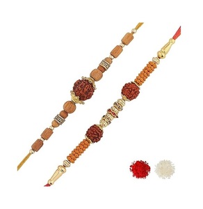 Rakhi para hermanos Rudraksha Rudraksh diseño Rakhi hilo con Roli Chawal Raksha Bandhan regalo tu hermano Bhaiya Bhabhi Bhai - Product Image 2