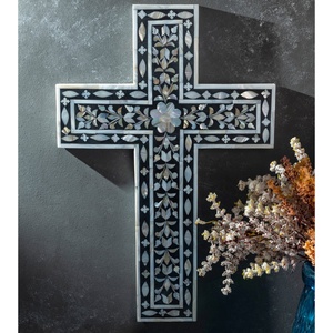 Crucifijo de Pared de Nácar Azul, Letrero Decorativo para Colgar en la Pared, Incrustaciones de Nácar Negro, Decoración de Pared con Incrustaciones de Nácar - Product Image 2