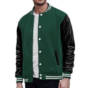 Nuevo béisbol más Popular nueva moda 2 colores hombres College Lettermen transpirable lana cuero Versity chaqueta - Product Image 6