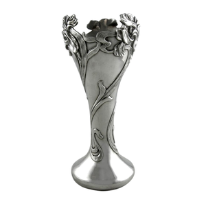 Jarrón de Trompeta Antiguo de Plata de Ley Vintage con Borde Perforado Ornamentado, Elegante Flor de Metal para Decoración del Hogar, Centro de Mesa para Bodas - Product Image 3
