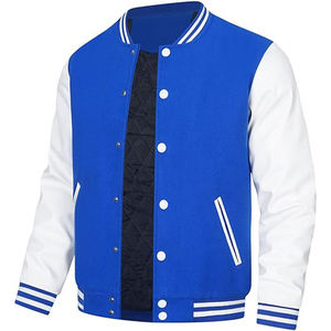 High Quality Customizable Blue Varsity Jackets Lightweight Breathable Fabric with <b>Stand</b> Collar <b>for</b> Winter OEM Design - Product Image 5