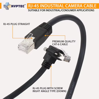 Câble de caméra de vision industrielle GigE (CAT 6), connecteurs RJ-45, avec vis, angle droit, direction vers le BAS