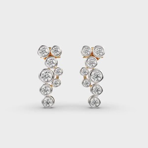 Boucles d'oreilles pendantes de luxe en argent avec zircons cubiques pour femme, motif géométrique bulle, bijoux élégants et tendance - Product Image 2