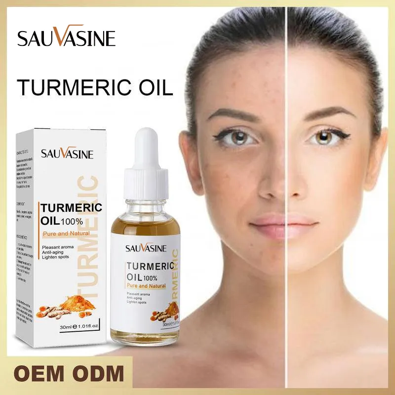 Olio di curcuma sbiancante per il viso schiarente Acne cerotti scuri Anti-età pelle luminosa Acne correttore di macchie scure cura della pelle olio di curcuma