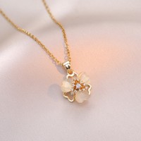 Liontin Bunga Berputar Hipoalergenik Baja Tahan Karat Pereda Kecemasan Hadiah Wanita Perhiasan Kalung Langsung dari Pabrik