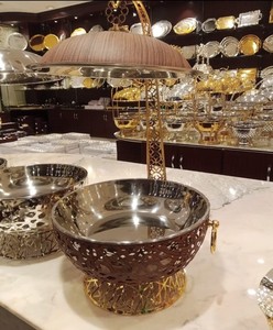 Plato de frotamiento de metal de acero de Oriente Medio con tapa Instalación colgante Mayorista Plato de frotamiento terminado de gama alta Plato de frotamiento de buffet de hotel - Product Image 4