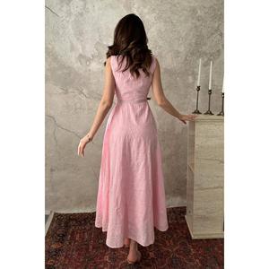 Vestido Halter Rosa con Bordado - Rosa - Product Image 5