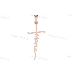 Colgante de abalorio Simple cruzado personalizado de alta calidad, chapado en oro de 14K, componentes de joyería de plata de ley 925 para mujer, Navidad - Product Image 2