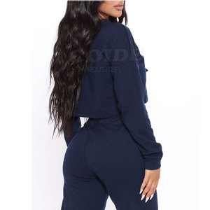 Sudadera con capucha recortada informal de algodón suave informal 2025 para mujer, nuevo diseño, Top corto con logotipo personalizado, Sudadera con capucha para mujer - Product Image 5