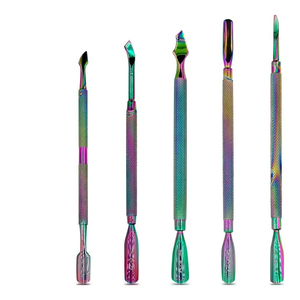 Rainbow Color Nail Cuticle Pusher Toe Nail Cuticle <b>Remover</b> Non Slip Handle V Shape Tip Cuticle Pushers - Product Image 6