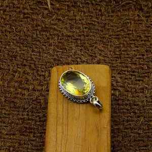 925สเตอร์ลิงเงินแฮนด์เมดเหลี่ยมเพชรพลอยมะนาวบุษราคัมสร้อยคออินเดียขายส่งร้อนเครื่องประดับ - Product Image 4